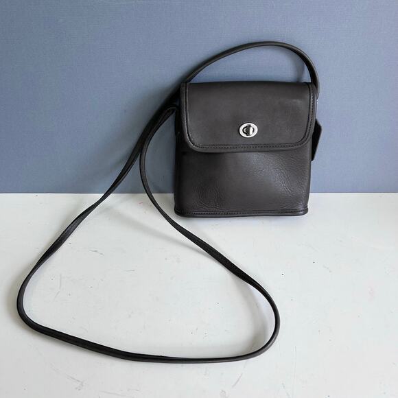 Vintage Coach bag mini‎ Tango gray brown turn lock 90s - Picture 1 of 14